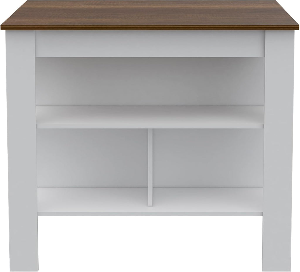 Kitchen Island with Three Concealed Shelves, Multicolor | Modern kitchen island with three concealed shelves and spacious surface