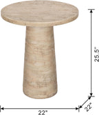 Faux Stone Side Table Round End Table Patio Small Drink Table for Small Spaces, Rustic Circle Pedestal End Tables Farmhouse Nightstand for Living Room Bedroom Corners Office Outdoor (Cream)
