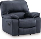 Signature Design by Ashley Leather Power Rocker Recliner Chair, Ocean Blue