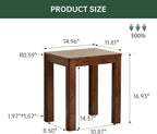 100% Solid Wood End Table for Living Room, Walnut Dining Stools with Round Edges, 17-inch Step Stool Vanity Ottoman Footrest for Dining Room Living Room Entryway