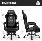 N-GEN GAMING Gaming Chair with Footrest, Lumbar, High-Back, Carbon Black | Reclining Backrest, Linkage Armrests, Durable PU Leather, Adjustable Comfort for Extended Computer, Desk, or Home Office Use