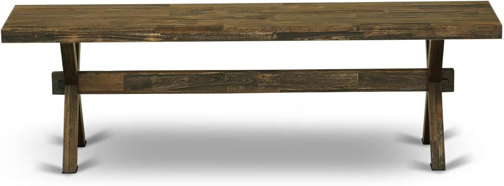 East West Furniture XB777 X-Style Modern Dining Room Bench with Wooden Seat, 72x15x18 Inch, Multi-Color