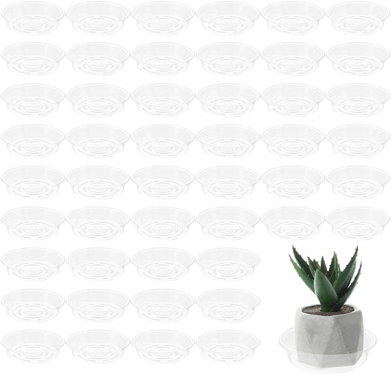 Plant Saucer 50 Pack Plant Trays for Pots 6 Inch Plastic Plant Saucers for Outdoors and Indoors Clear Drip Trays for Potted Plants Flower Pot Plates to Catch Water Plant Drainage Dishes No Holes