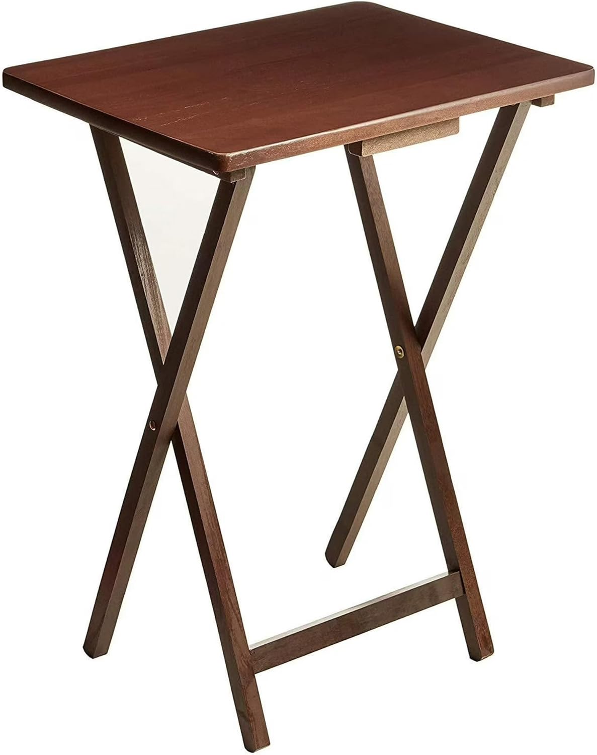 Rubberwood Folding TV Tray Table, Walnut Finish, 19x14.5-Inch