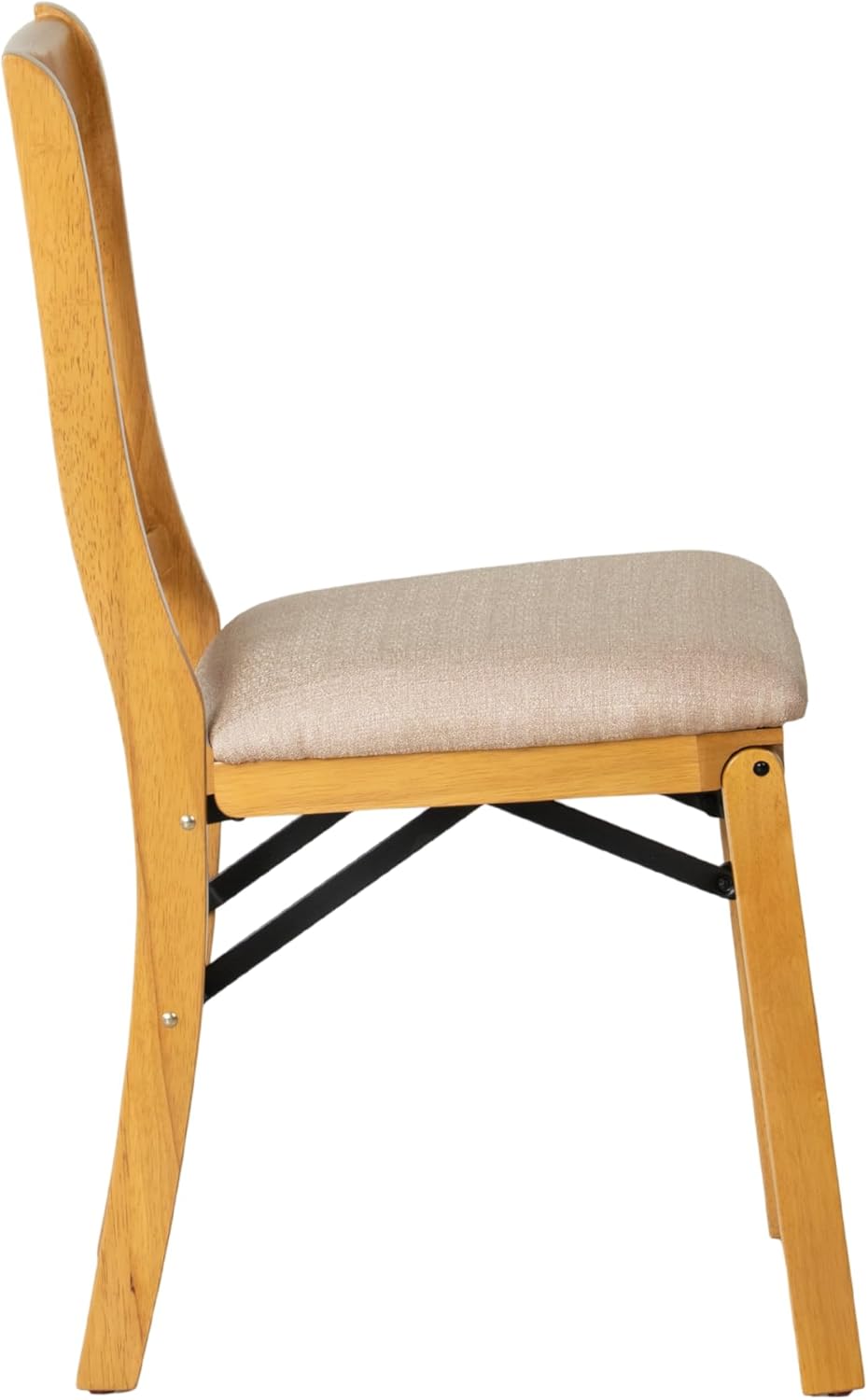 East West Furniture - PNC-OAK-03, A Solid Wood Plano Folding Dining Room Chairs with PU Leather Seat, 3-X Back Design, No Assembly Required, Set of 2, Oak Wood Finish