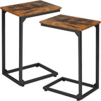 AMHANCIBLE C Shaped End Table Set of 2, Couch Side Table that Slide Under Sofa, Narrow Small Space TV Trays for Living Room, Bedroom, Rustic Brown HET02CBR