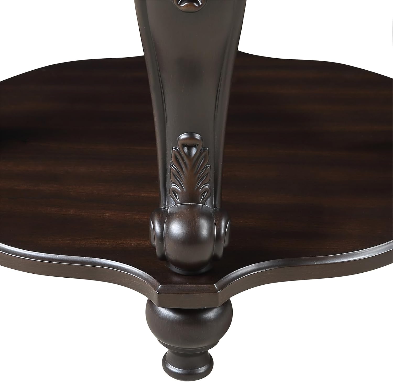22'' Round End Table Solid Wood Sofa Side Table with Storage Shelf, Living Room Corner Table Retro Accent Table with Espresso Finish, Easy Assemble Round Bedside Table Night Stand for Small Space