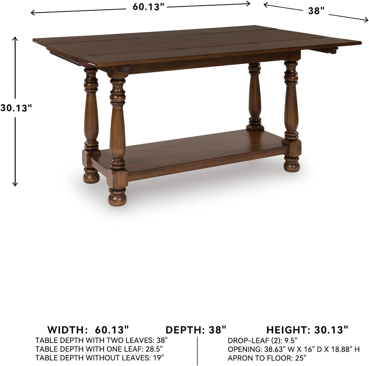 Signature Design by Ashley Sturlayne Flip Top Sofa Table, Expandable Console to Dining Table, Drop Leaf Design with Hardwood Solids, Space-Saving Multi-Use Furniture for Living Room, Brown