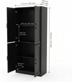 DIYART 71" Tall Kitchen Pantry Cabinet, Freestanding Food Storage Organizer with Doors & Adjustable Shelves, Large Utility Hutch Cupboard for Dining Room, Kitchen & Home Office, Black