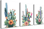 Wall Art for living room Canvas Prints Artwork bathroom Wall Decor Simple Life Green plants cactus Picture Watercolor painting 3 Pieces kitchen bedroom wall decorations Office Works Home Decoration