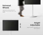 FITUEYES Small Rolling TV Cart for 24-48 Inch TVs, Height Adjustable, White | Minimalist Modern TV Floor Stand on Wheels, Fits Max VESA 200x200mm, Portable Smart Television Cart for Study, Master Series