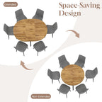 7-Piece Extendable Round Dining Table with Chairs Set for 6, 43"-59" Kitchen Dining Table Set with Heavy Duty Leg for Dining Living Room Apartment(Oak Table + 6 Gray Chairs)