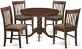 HomeStock 5 Piece Dinette Set for 4 Includes a Round Dining Table with Pedestal and 4 Dining Room Chairs, 42x42 Inch,Mahogany