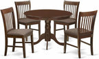HomeStock 5 Piece Dinette Set for 4 Includes a Round Dining Table with Pedestal and 4 Dining Room Chairs, 42x42 Inch,Mahogany