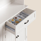Gizoon 71" Kitchen Hutch with Storage Kitchen Pantry Cabinet with Doors and Shelves Coffee Bar Cabinet with Storage Farmhouse Pantry for Dining Room and Craft Room, White