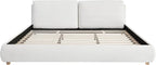 Merax King Boucle Platform Bed with 2 Removable Headboard Pillows, White