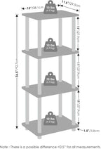Furinno Turn-N-Tube Side Table, 3-Tier End Table with Open Shelf, Easy Assembly Night Stand, Bedside Table with Round Tube, for Living Room, Bedroom, Walnut