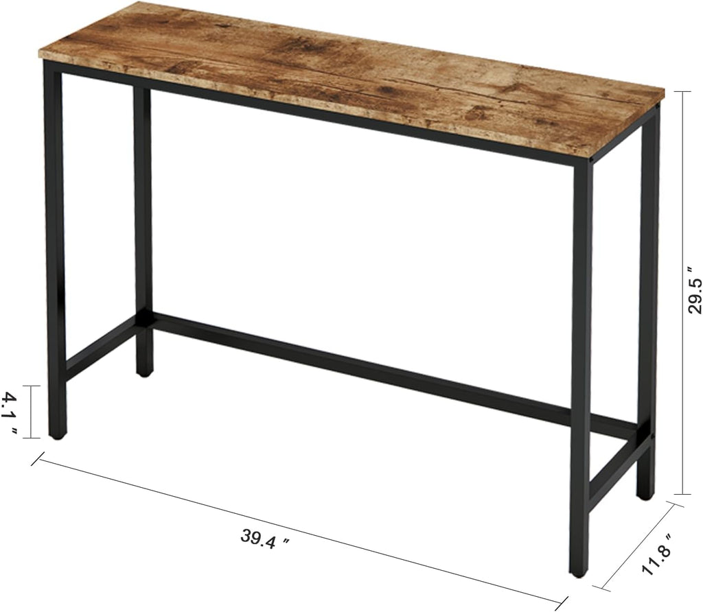 Timberer 39.4” Console Table Hallway Entrance Table Sofa Table Behind Couch | Accent Table for Living Room, Entryway, Easy Assembly, Rustic Brown