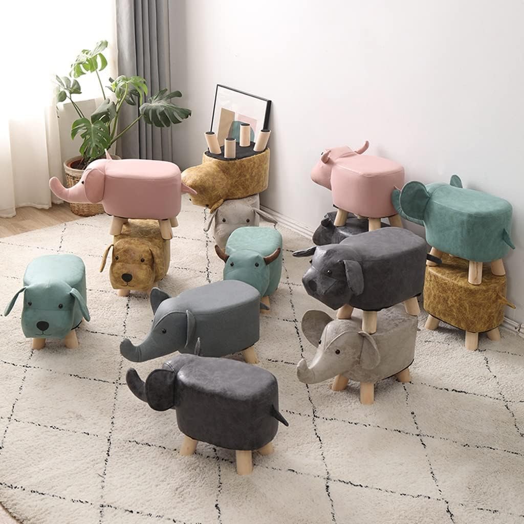 Low Stool Cartoon Footstool, Solid Wood Sofa Stool, Elephant Shape Home Shoe Changing Stool, Side Table Foot Stool Stable