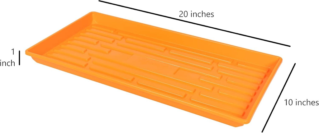 SUNPACK 10" x 20" Heavy Duty Shallow Plastic Seed Starting Tray, Orange, 1" (Pack of 30) - No Drainage Holes, Perfect for Greenhouses or Indoor Gardening