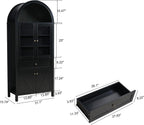 71" Tall Arched Pantry Cabinet, Modern Kitchens Storage Cabinet with Doors, Drawers and Shelves, Freestanding Cupboard for Dining Room Living Room (Black)