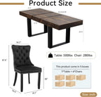 63"-78.7" Extendable Dining Table Set of 6, Rustic Brown Kitchen Dining Table & 6 Upholstered Velvet Chairs with Wood Leg, Modern 7 Piece Wood Expandable Kitchen Table Set
