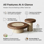 Set of 2 Modern Round Nesting Coffee Tables with Storage for Living Room | Round Coffee Table & Side End Table, Versatile Furniture for Living Room, Bedroom, Balcony(B,80cm/31.5in)