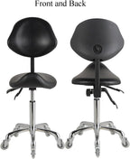 Adjustable Saddle Stool Chairs with Back Support Ergonomic for Medical Clinic Studio Salon Office and Home (Black)