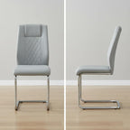 Leather Dining Chairs Set of 8, Modern Upholstered Living Room Chairs with Sliver Metal Legs, Cesca Chair with Armless, Suitable for Kitchen, Bedroom, Living & Dining Room, Light Gray