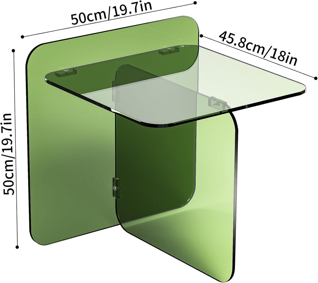 Acrylic Side Table, End Table Clear Modern Bedside Table for Bedroom Living Room, Lucite Nightstand (Clear, 19.7" × 19.7" × 18")