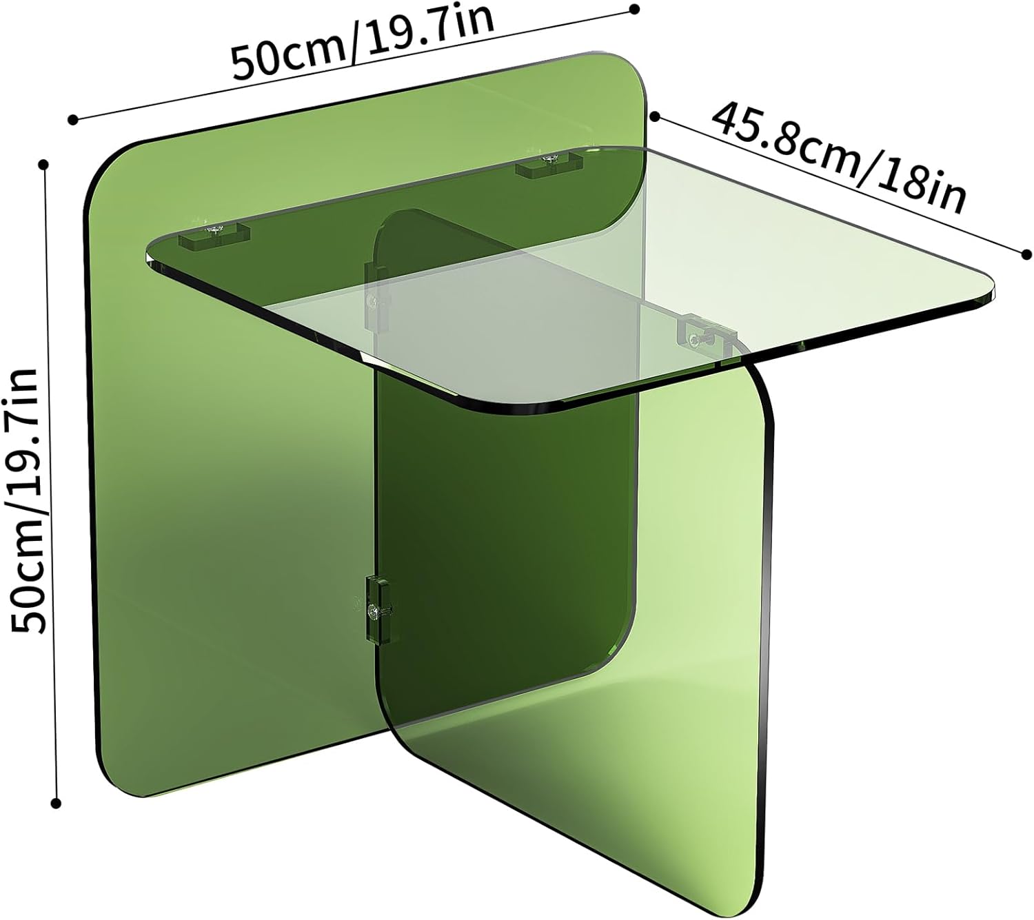 Acrylic Side Table, End Table Clear Modern Bedside Table for Bedroom Living Room, Lucite Nightstand (Clear, 19.7" × 19.7" × 18")