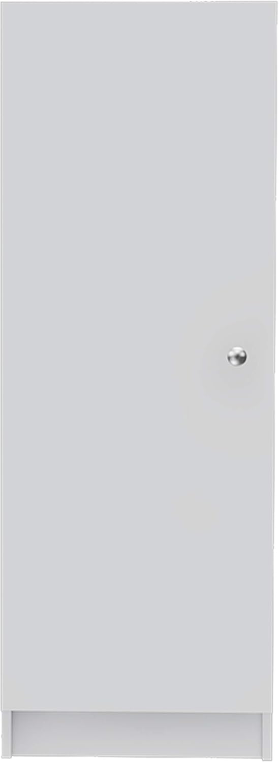 Kitchen Pantry 47" H, 1 Door Cabinet, 4 Interior Shelves, White