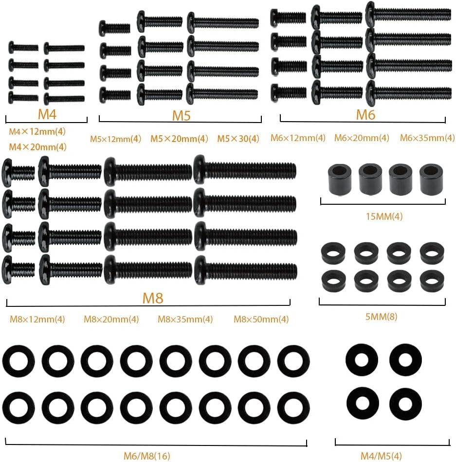 Universal TV Mounting Hardware Kit | M4/M5/M6/M8 Screws & Spacers | VESA-Compatible for TVs & Monitors Up to 80" | Organized & Labeled for Quick Installation
