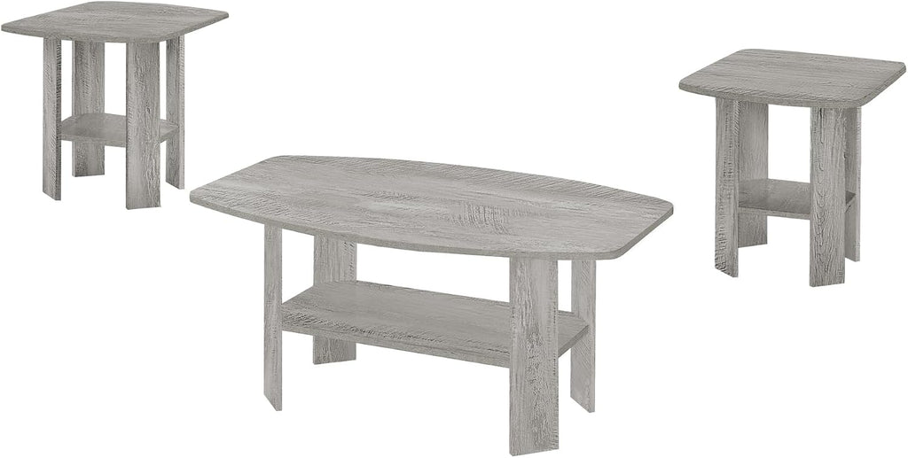 3-Piece Grey Laminate Table Set for Living Room with Particle Board | industrial grey wood-look tables for modern living spaces