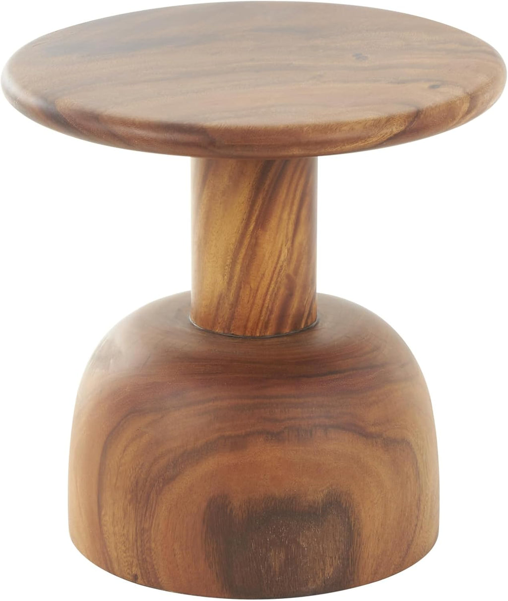 Deco 79 Wood Handmade Side End Accent Table End Table with Rounded Block Base, Side Table 16" x 16" x 16", Brown