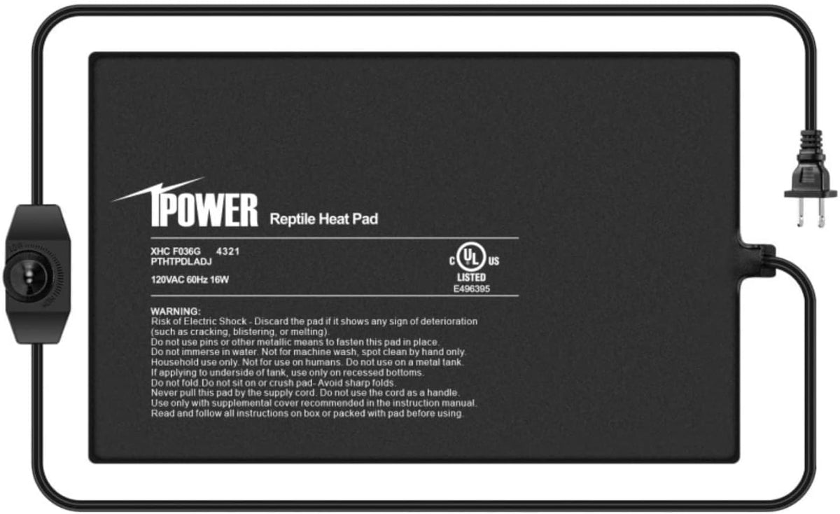 iPower 8 by 12 Inch Reptile Heating Pad with Temperature Adjustable Controller Knob, Under Tank Warmer Terrarium Heat Mat for Reptiles and Amphibians