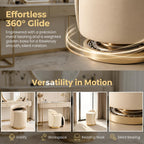 Luxury Vanity Stool with Storage, 360° Swivel Vanity Chair with Back, 400lbs Round Ottoman Leather Makeup Vanity Stool, Dressing Table Seat for Bedroom Bathroom Dressing Room (Beige- B)