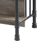 Antique Oak and Sandy Grey 5-Shelf Kitchen Island with Wood+Metal | Wood and metal construction with rustic and modern design