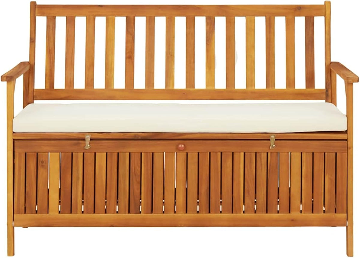 Gecheer Storage Bench Rustic Solid Acacia Wood 120x63x84 cm for Garden Outdoor Patio