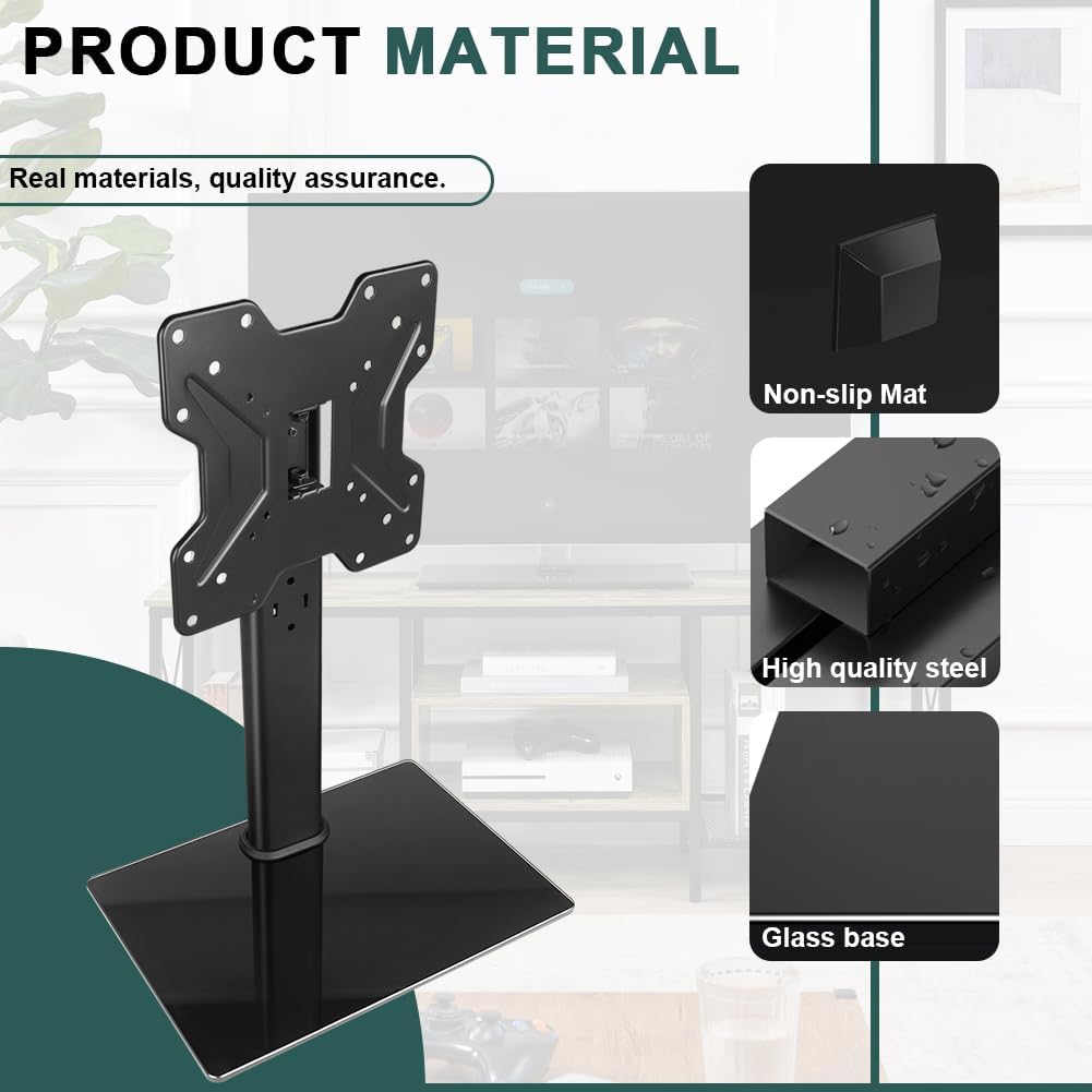 BFTOU Universal TV Stand for 13"–43" TVs Swivel 4 Level Height Adjustable Table Top TV Mount Stand Holds up to 77lbs