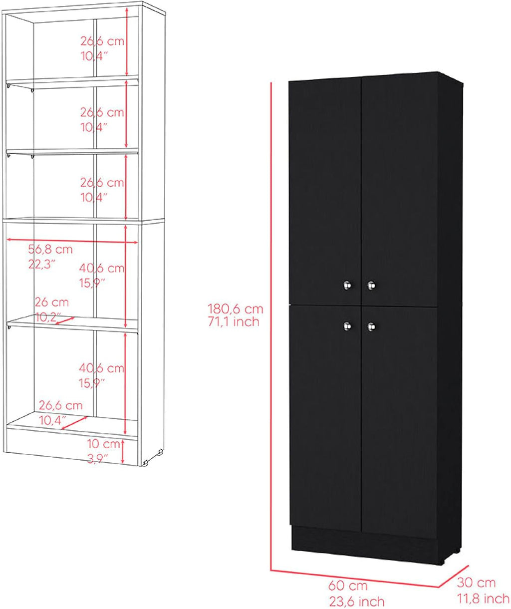 Pantry Cabinet Coahoma, Kitchen, Black