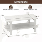 GOFLAME Wood Coffee Table with Storage, 2-Tier Irregular Center Table with Open Storage Shelf, Modern Accent Tea Table for Living Room, Home Office, Reception Room (White)
