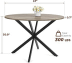 Unovivy 47" Round Dining Table for 4-6, Space Saving Circle Kitchen Dinner Table, Industrial Mid Century Modern Dining Room Desk for Kitchen, Apartment, Light Ivory