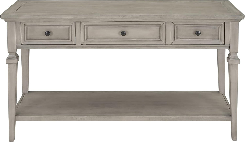 Knocbel 50" Retro Style Console Table Solid Wood Frame Sofa Table with Bottom Open Shelves and 3 Top Storage Drawers Entryway Table for Living Room, Coffee Bar, Hallway, Front Hall