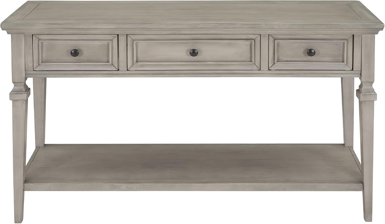 Knocbel 50" Retro Style Console Table Solid Wood Frame Sofa Table with Bottom Open Shelves and 3 Top Storage Drawers Entryway Table for Living Room, Coffee Bar, Hallway, Front Hall