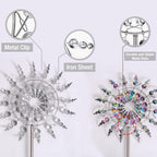 Wind Spinner，3D Patio and Garden Decor Outdoor Art Outside Decorations，Lawn Art Kinetic Windmill Craft Decorative Gift Women Mom Grandma Wife (Silver)