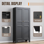 Yizosh Metal Pantry Cabinet,Tall Kitchen Pantry Storage Cabinet with Doors and Adjustable Shelves - 61" Black Cupboard Cabinet for Kitchen, Living Room,Dining Room,Home