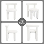 Sherpa Dining Chairs Set of 2, Comfy Boucle Fabric Dining Chairs, Upholstered Modern Kitchen Chairs with Backrest, Armless Accent Side Chair for Bedroom/Living Room, White