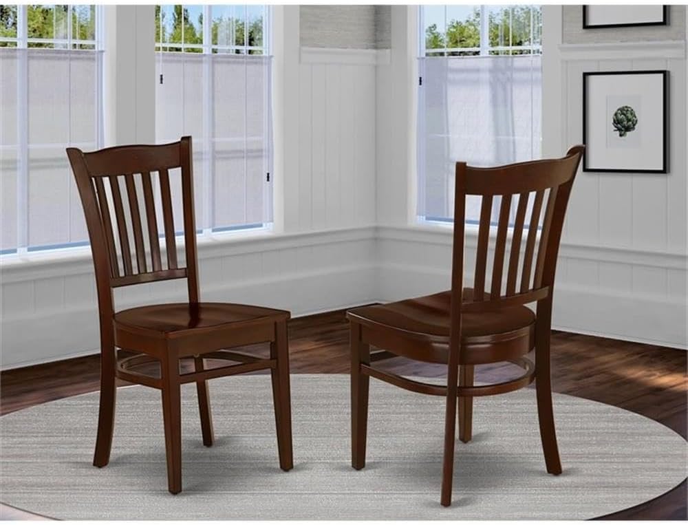 East West Furniture GRC-MAH-W Groton Dining Room Chairs - Slat Back Wood Seat Chairs, Set of 2, Mahogany