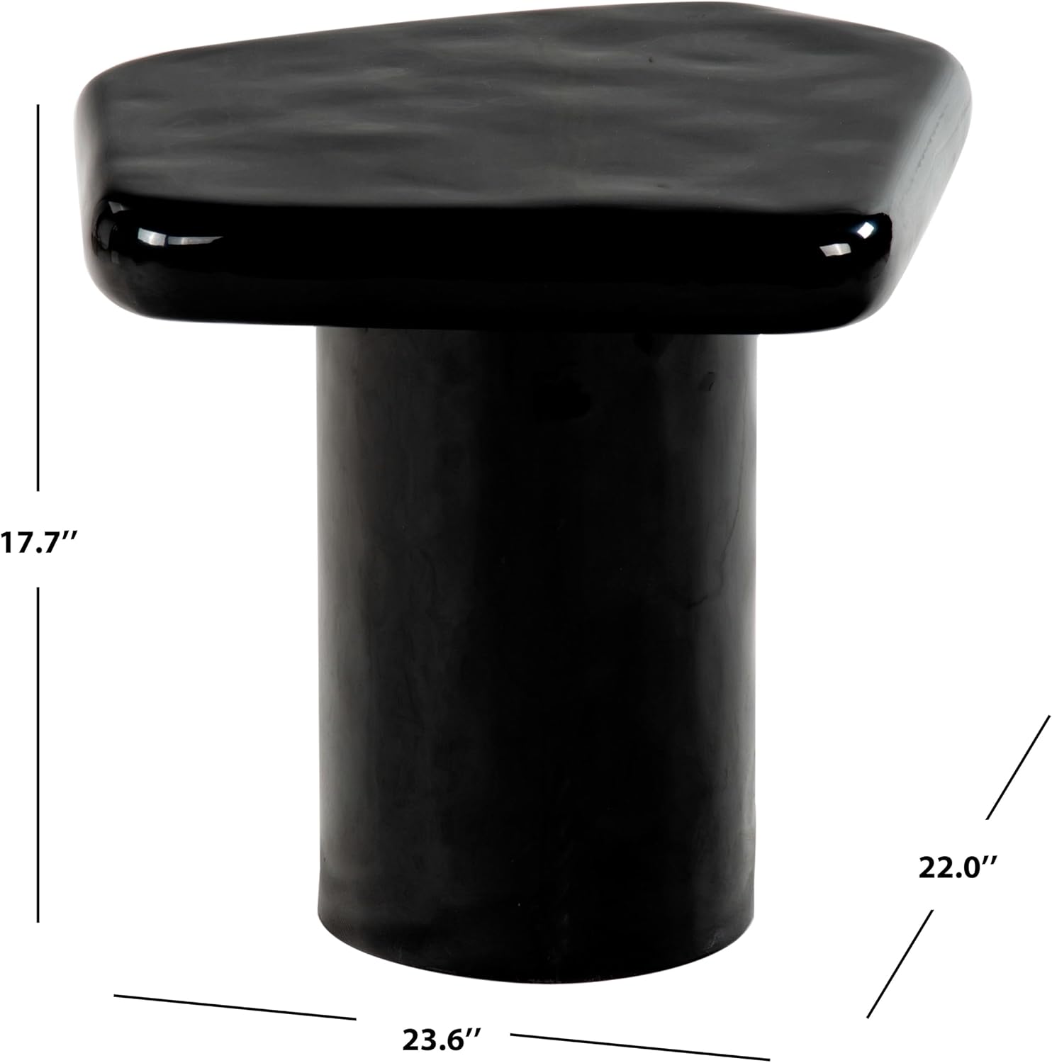 SAFAVIEH Couture Collection - Rhianna Black Concrete Accent Table, Sculptural Side Table, Modern Design (SFV2608B)